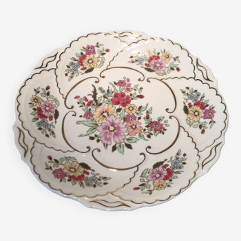Plat a tarte ou plat decoratif porcelaine a decor floral