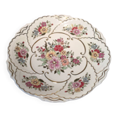 Plat a tarte ou plat decoratif porcelaine a decor floral