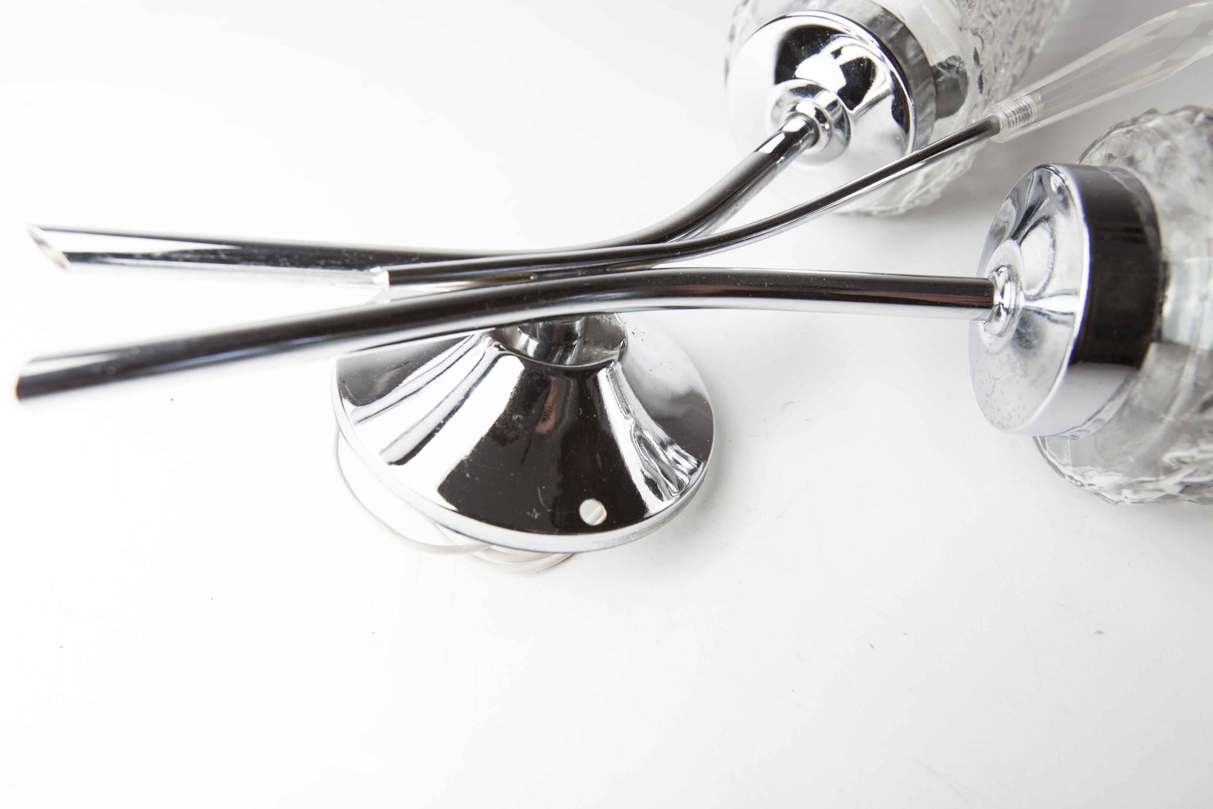 Double wall lamp 1960 chrome and glass and transparent tip