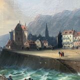 Hst marine table attr. charles euphrasie kuwasseg 19th century