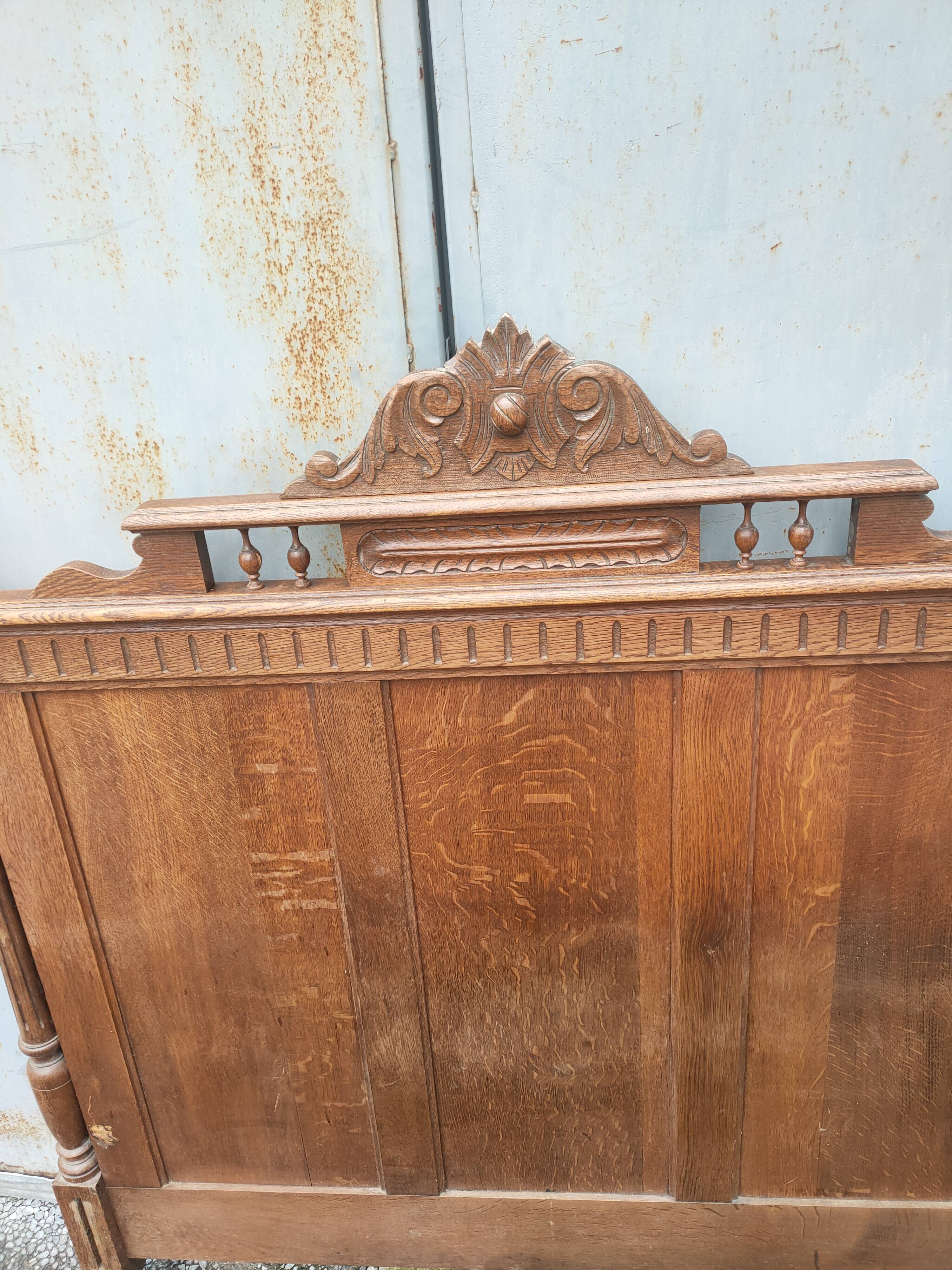antique solid oak headboard