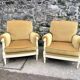 Pair of cosy armchairs by Jean Prevost in mustard velvet, 1970.