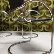 Set of 4 Bauhaus leather armchairs in chrome metal 1970/1980