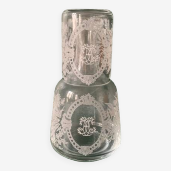 Antique bedside service in decorated glass, 1950/60