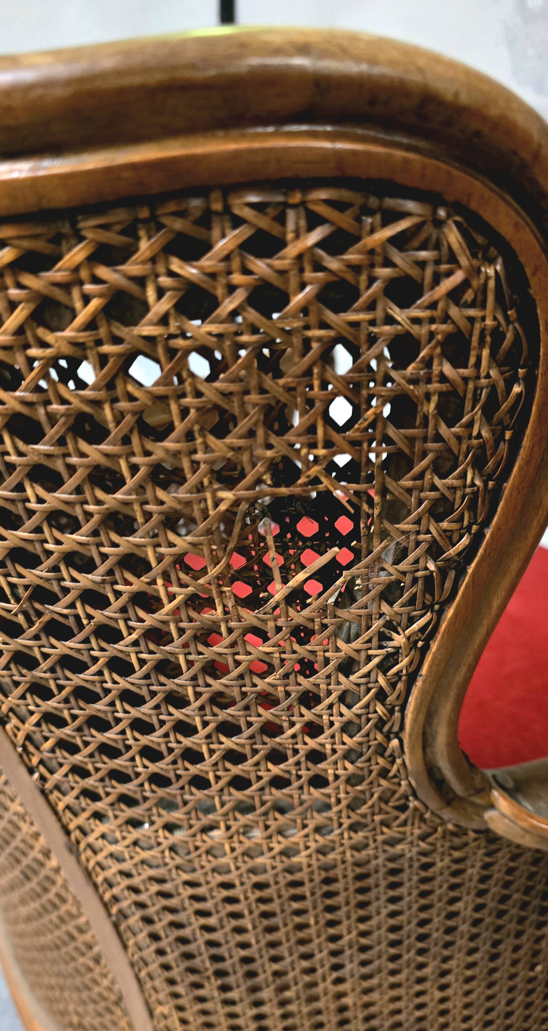 Pair of wooden and rattan armchairs, Louis XV style