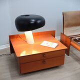 Paire de tables de chevet Stildomus en noyer avec roulettes, années 1970