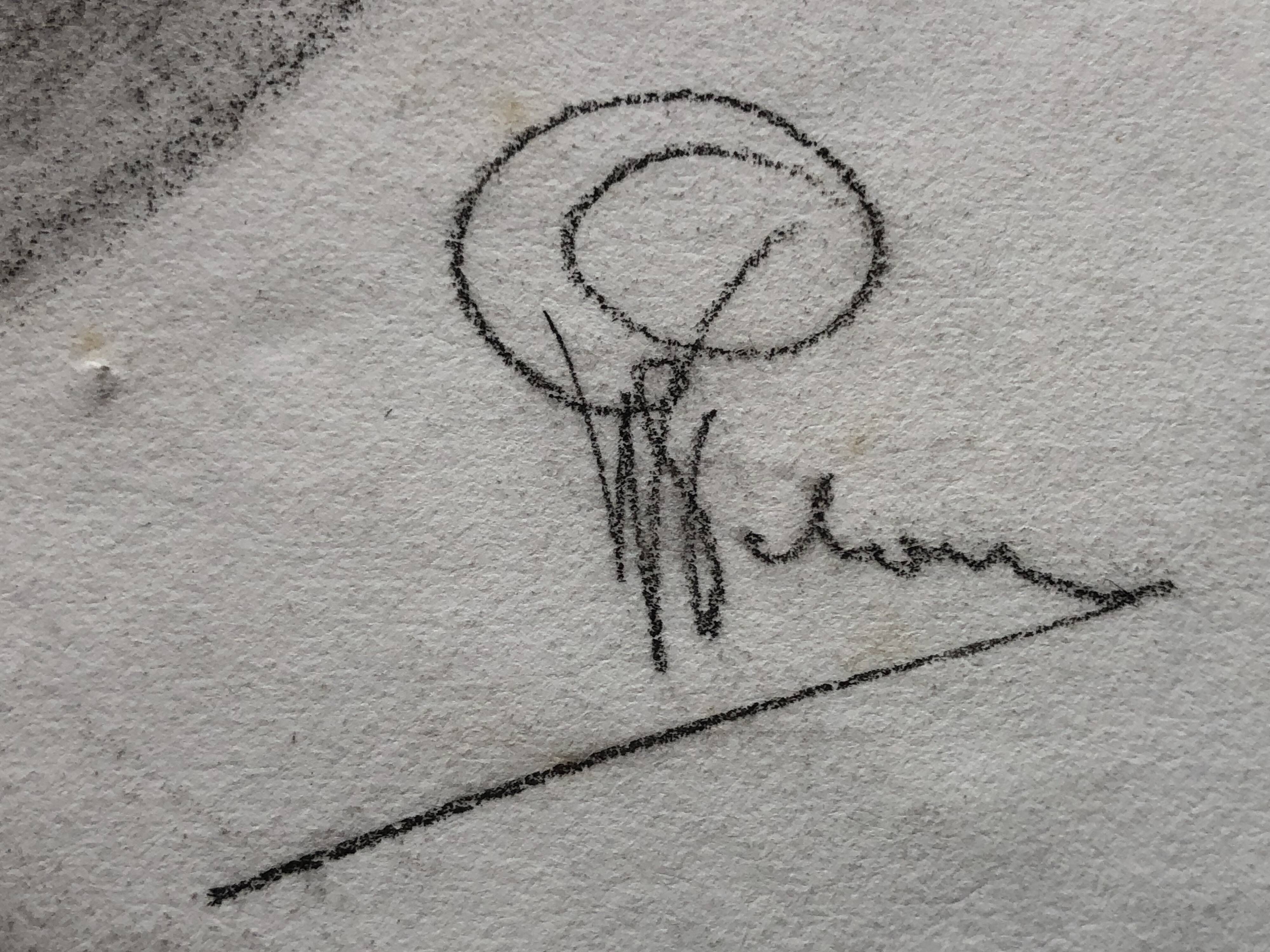 Charcoal drawing: face of roman emperor vitellius, signed w. peloux, antique, fine arts, fabriano