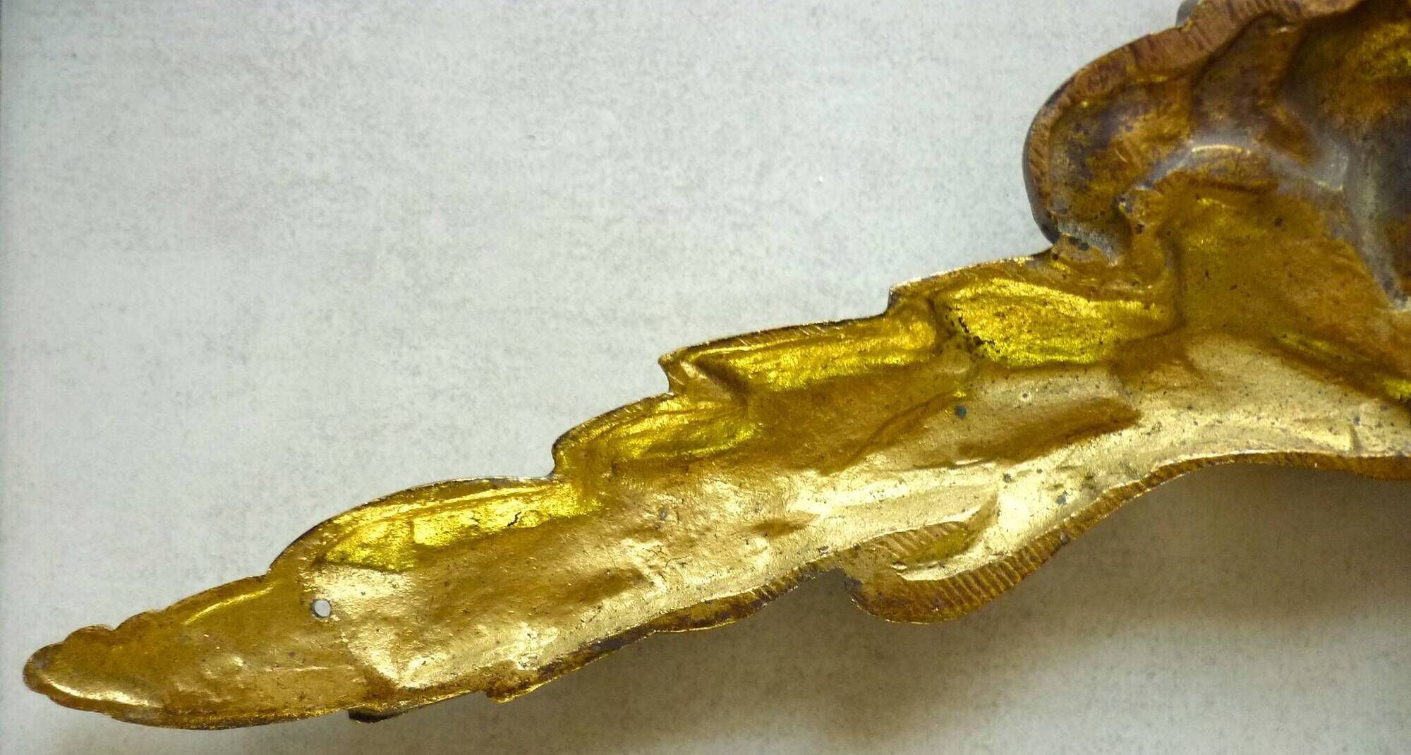 Antique gilt bronze pediment, furniture decoration, mirror, signed JF
