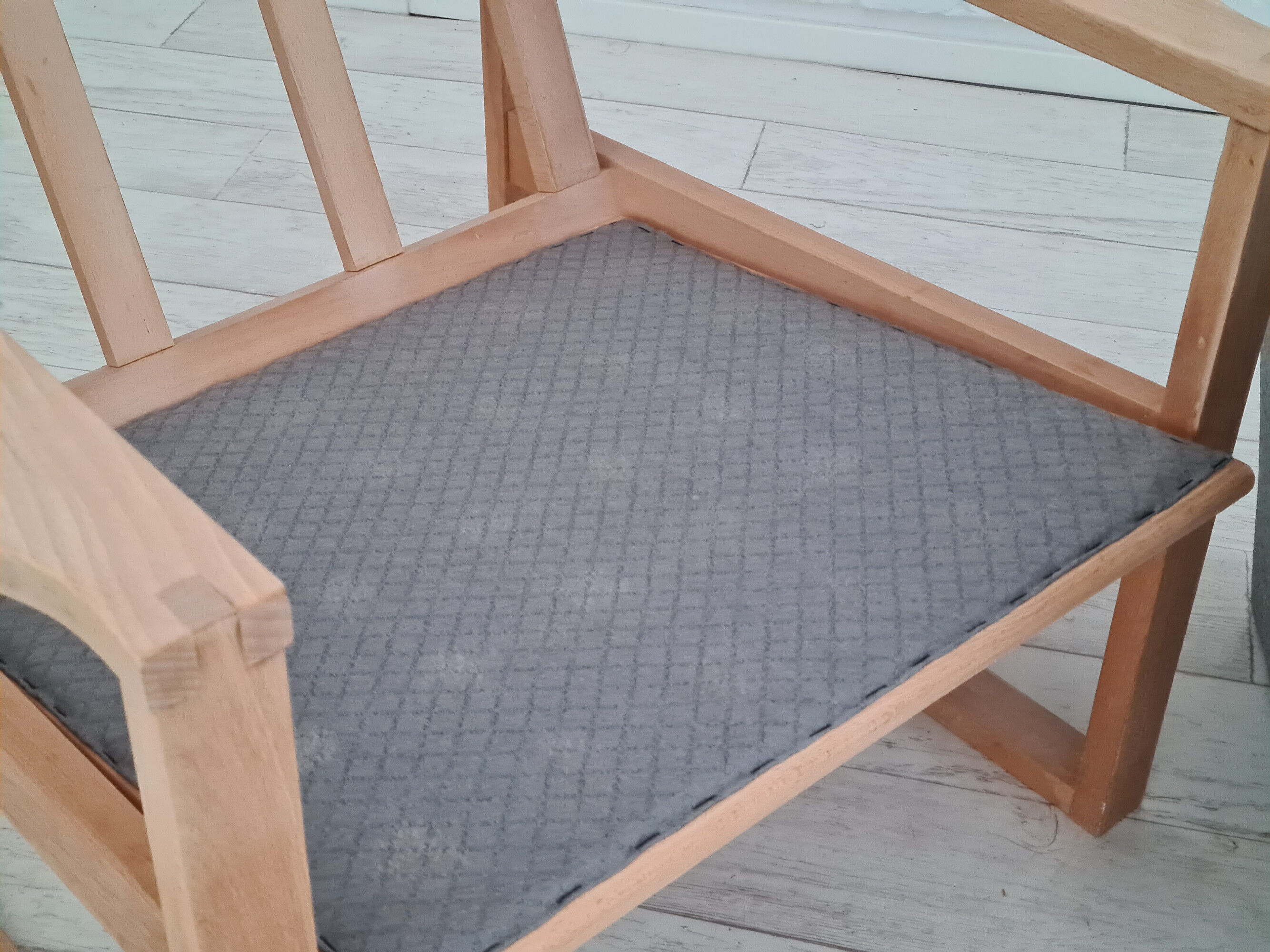 1970s, danish armchair, reupholstered, furniture wool, beech wood