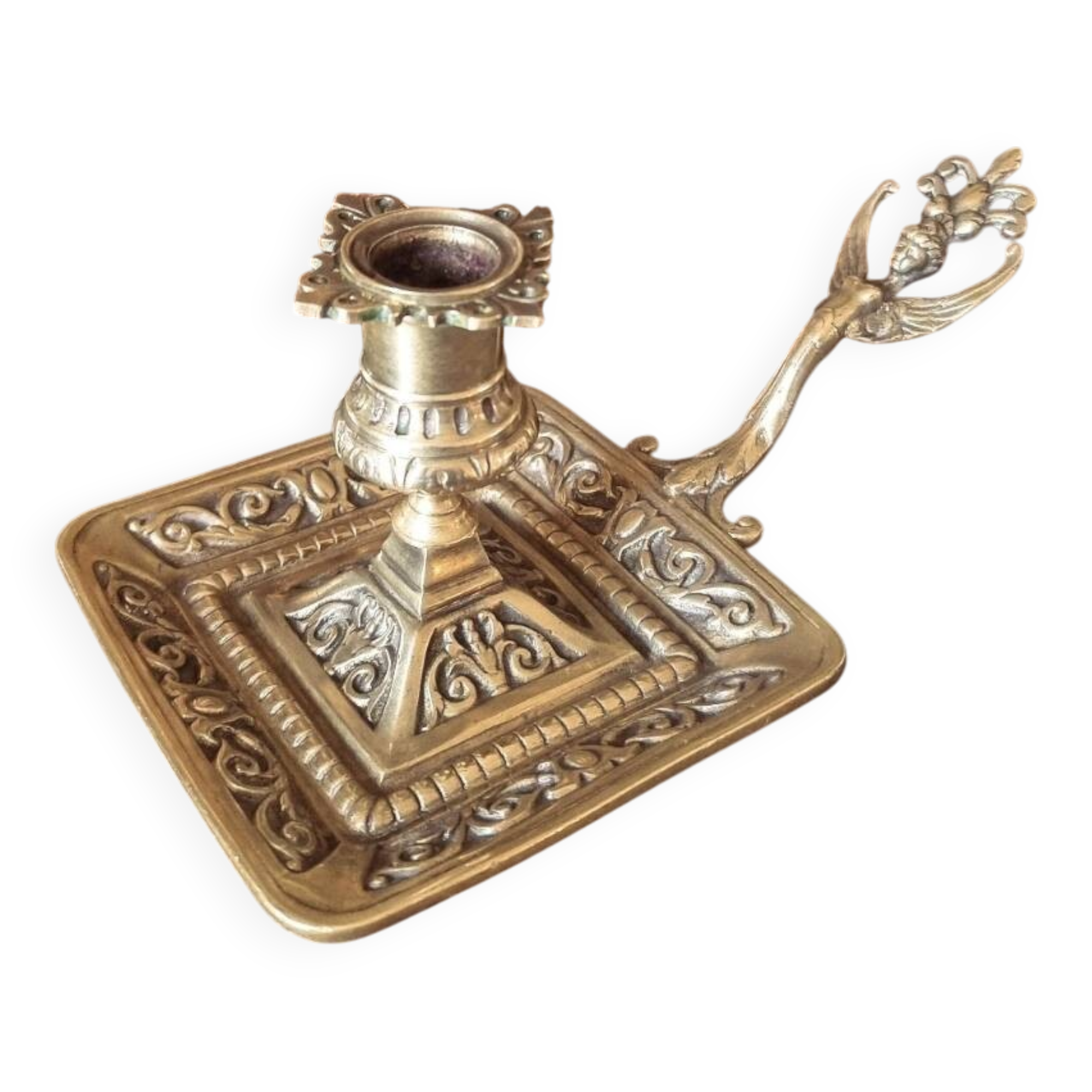 Large bronze hand candle holder