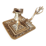 Large bronze hand candle holder