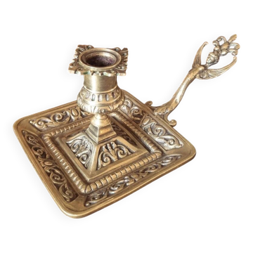 Large bronze hand candle holder