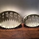 Pair of white patinated metal trays