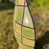 Grand vase en céramique émaillée vert olive Art déco