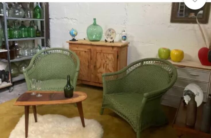 Paire de fauteuils rotin
