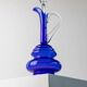 Murano cobalt blue glass carafe with clear handle and stopper - 1960s Italy, vintage mid-century design