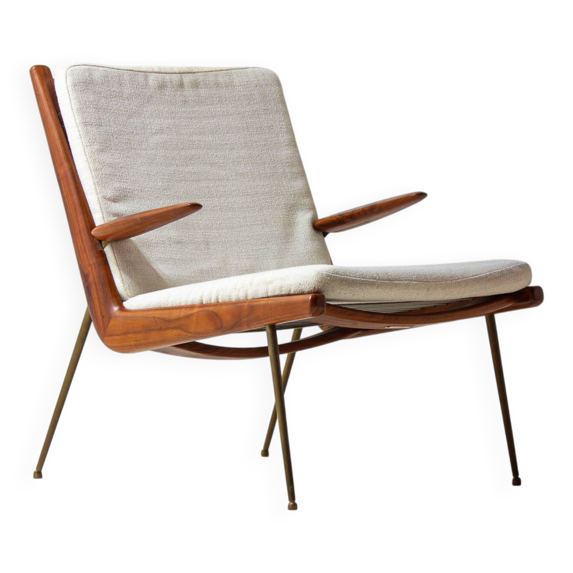 Minimalist 'Boomerang' lounge chair by Peter Hvidt & Orla Møgaard, Denmark