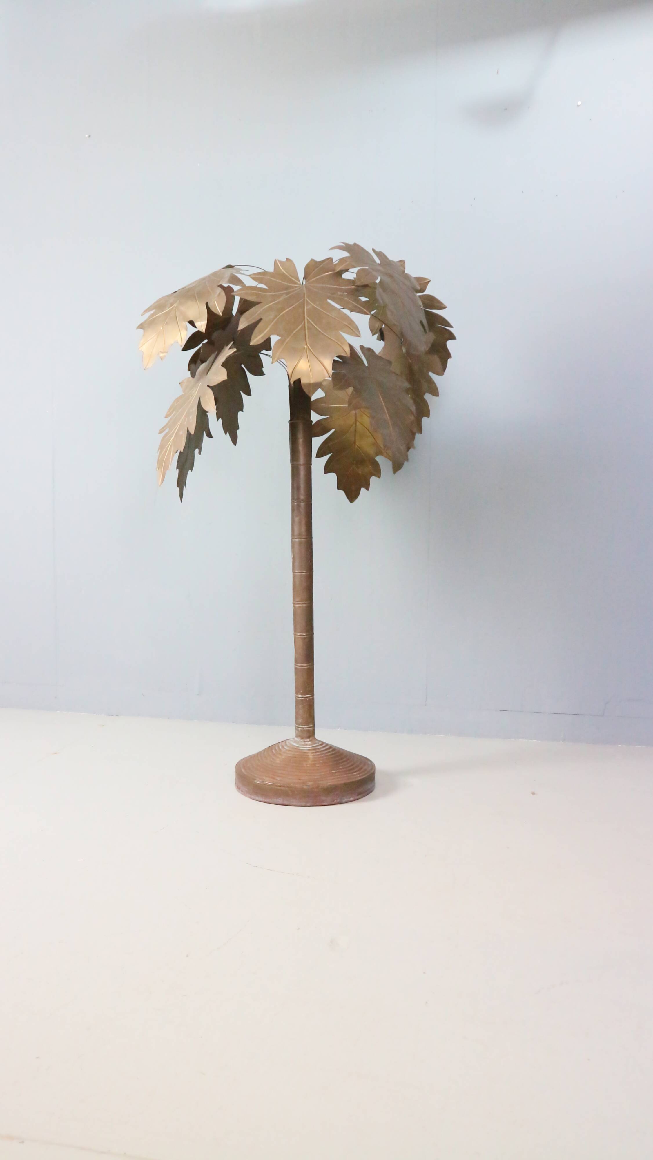 Vintage Coastal French Maison Jansen style  Copper Palm Tree