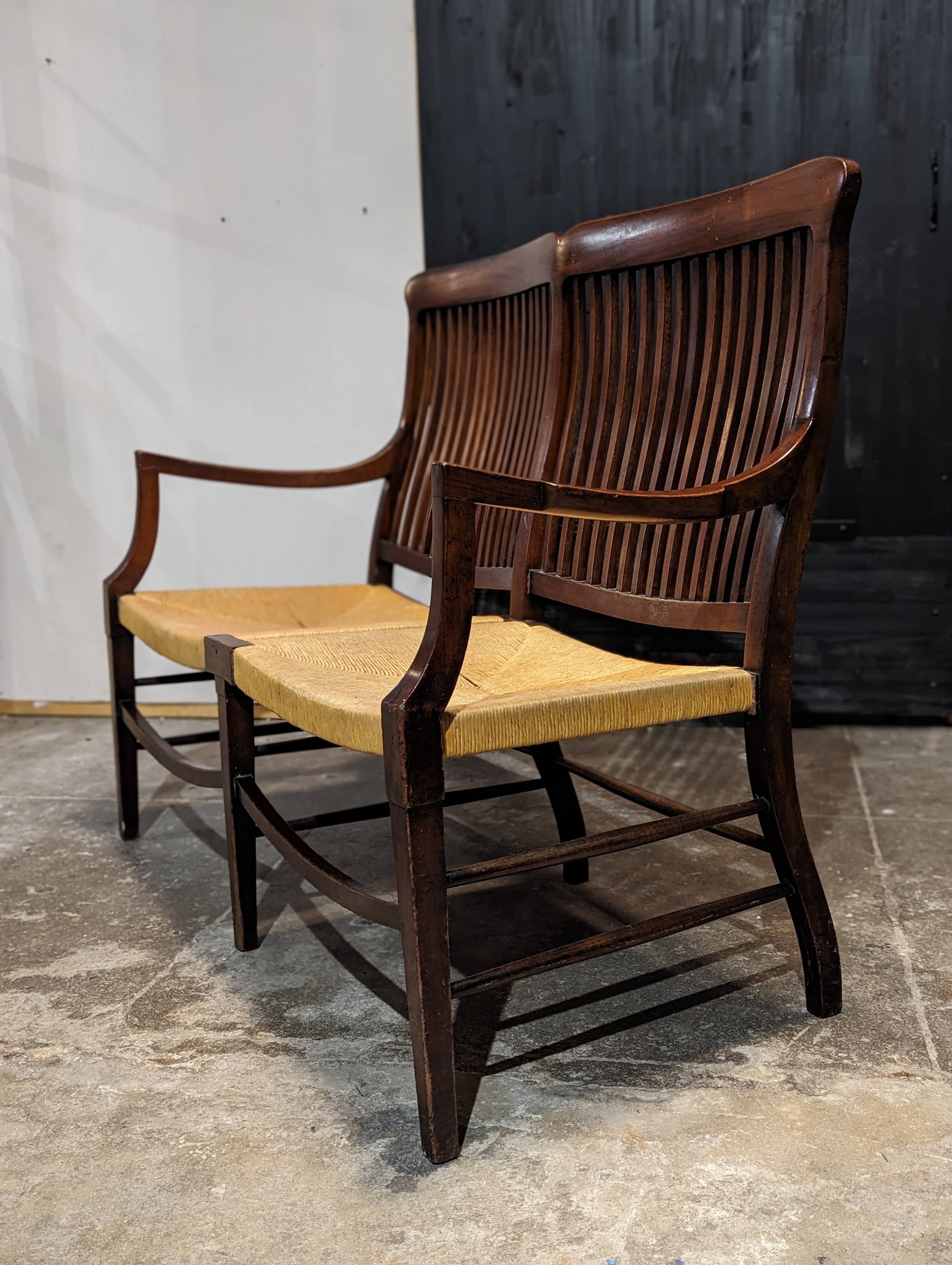 English mahogany straw bench
