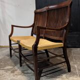 English mahogany straw bench