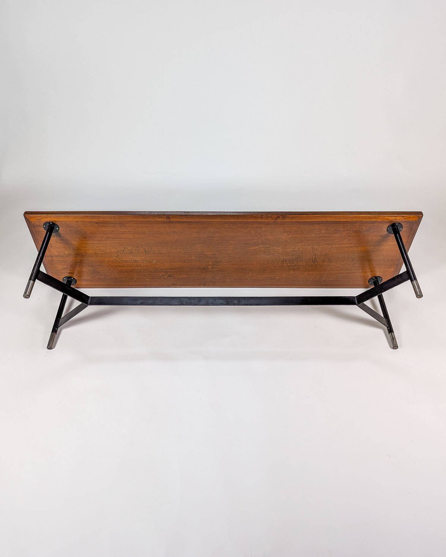 Banc italien en teck et métal, 1970