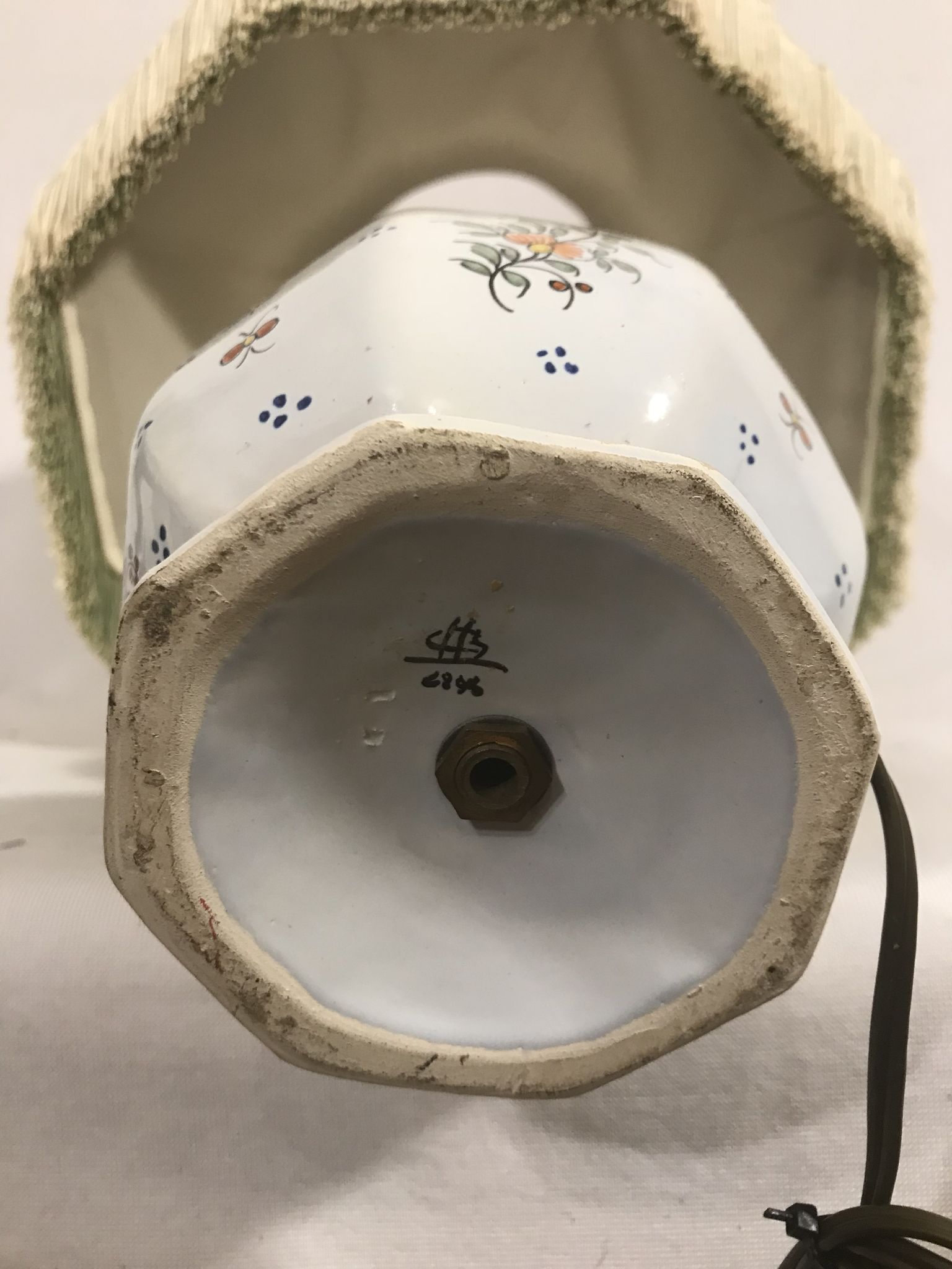 Old lamp vase painted ceramics  Quimper