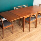 G Plan Two Leaf Extending Dining Table & Six Chairs Seats 6-10