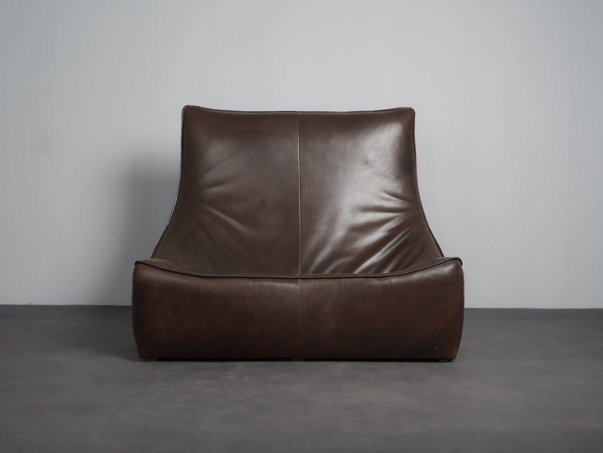 "The Rock" leather 2-seater sofa by Gerard van den Berg for Montis, Netherlands, 1970s
