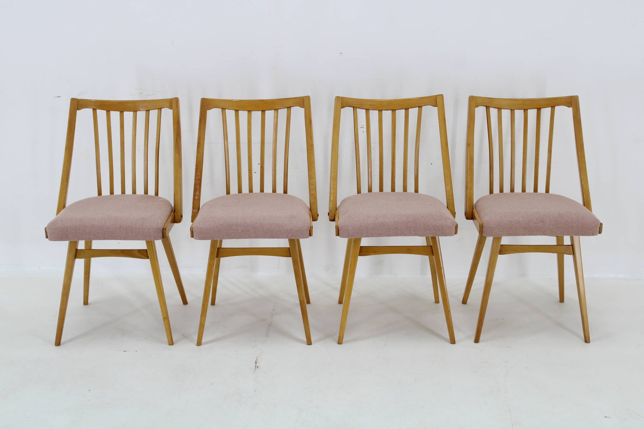 1960s Antonin Suman Set of Four Dining chairs in Beech Wood , Czechoslovakia