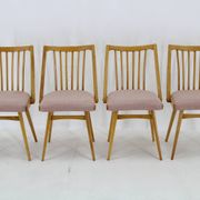 1960s Antonin Suman Set of Four Dining chairs in Beech Wood , Czechoslovakia