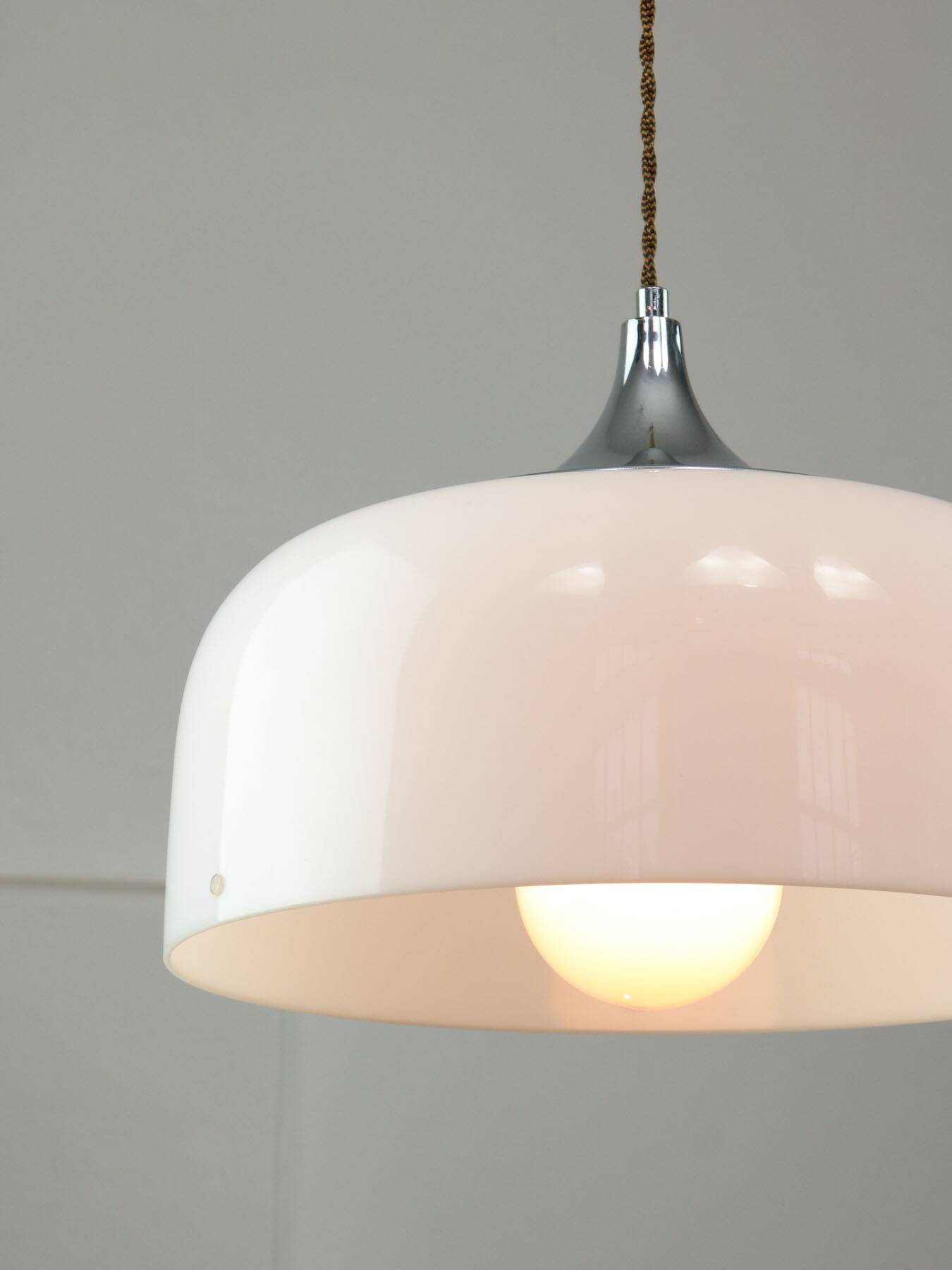 Space Age White Pendant Lamp from Guzzini, 1960s