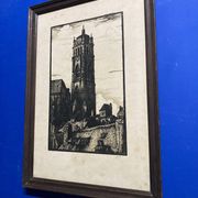 Illustration ancienne de la Cathédrale de Rodez, encadrée