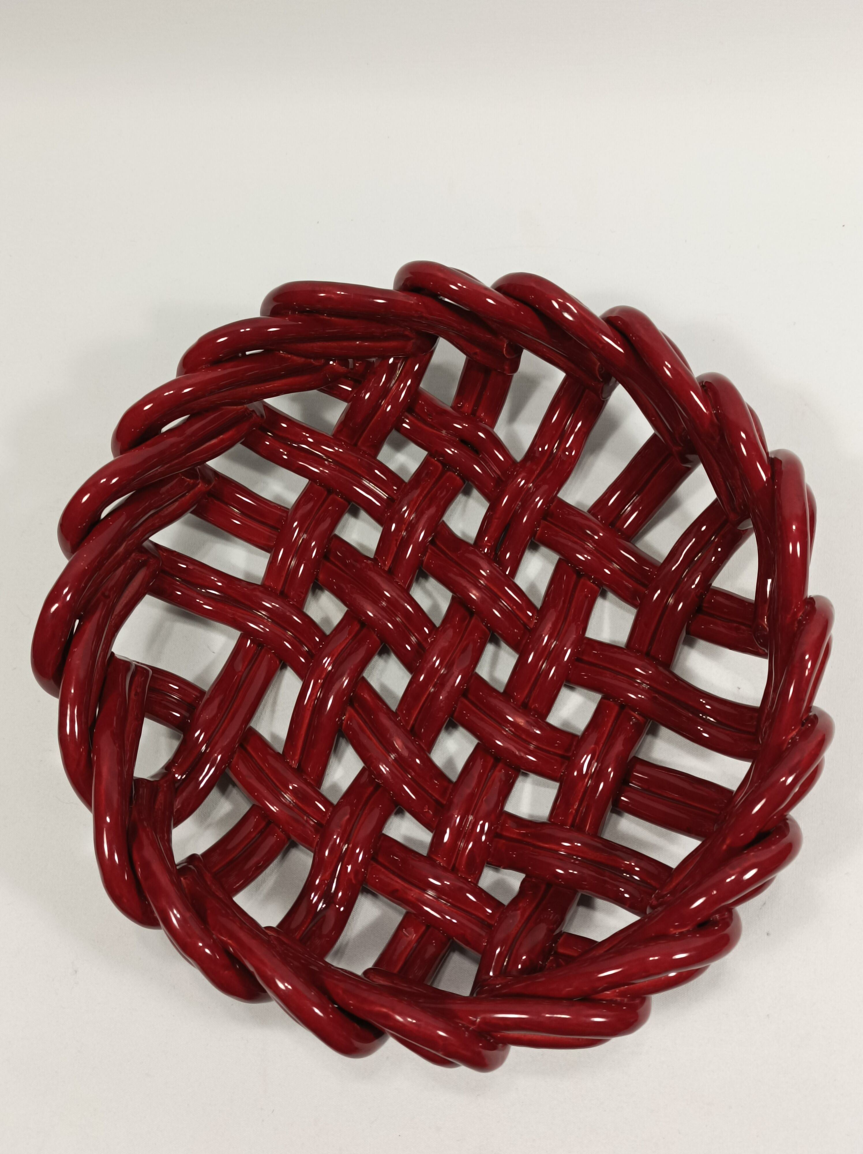 Vallauris woven fruit cup like ochre red basket