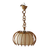 Vintage rattan and paper pendant light