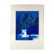 Table iris blue background