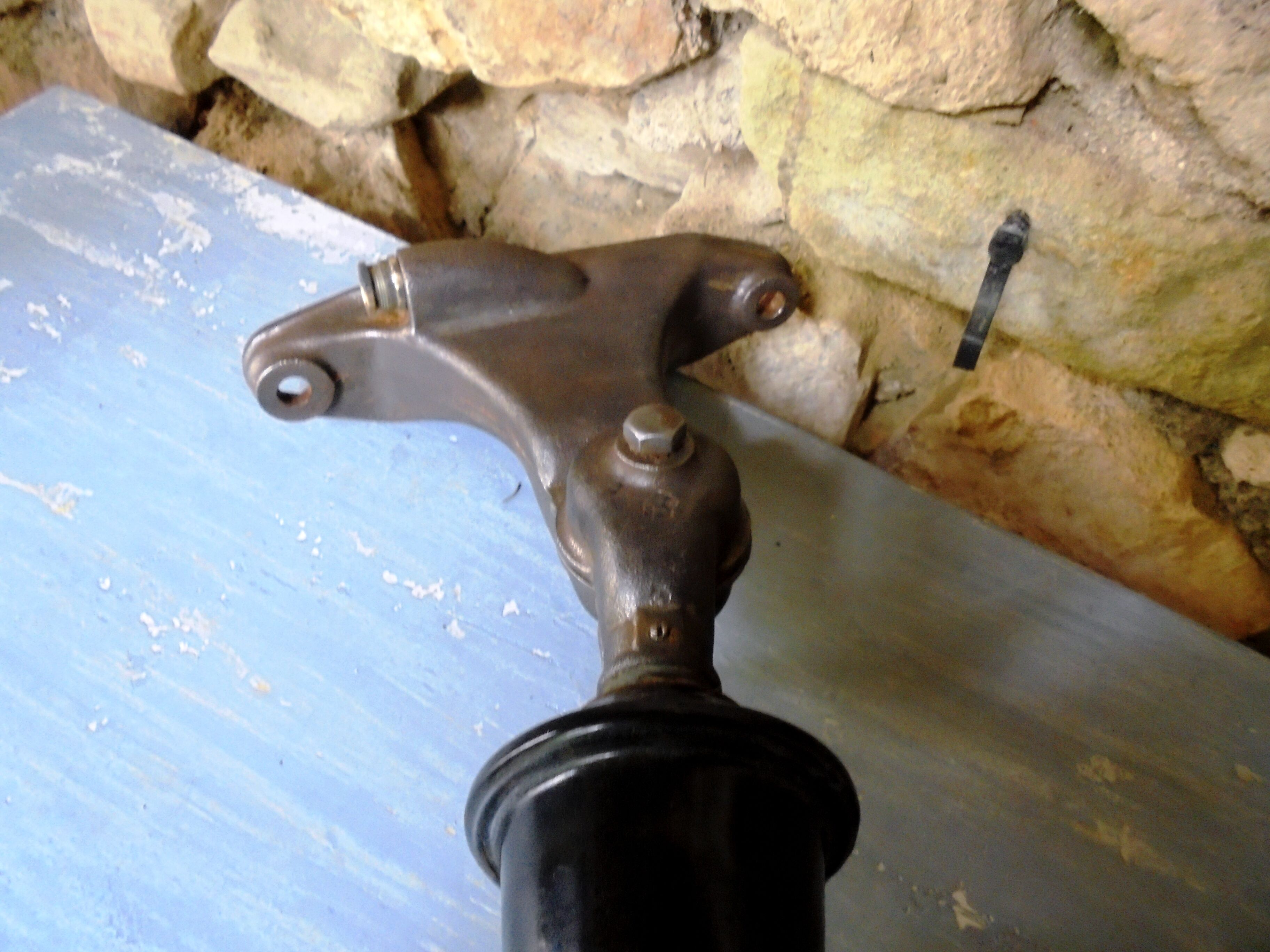 Antique cast iron and enamel wall lamp from the 1930s