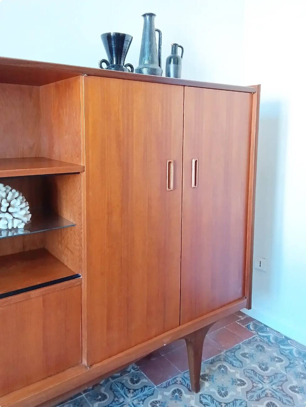 Sideboard library in Scandinavian style made of teak.
