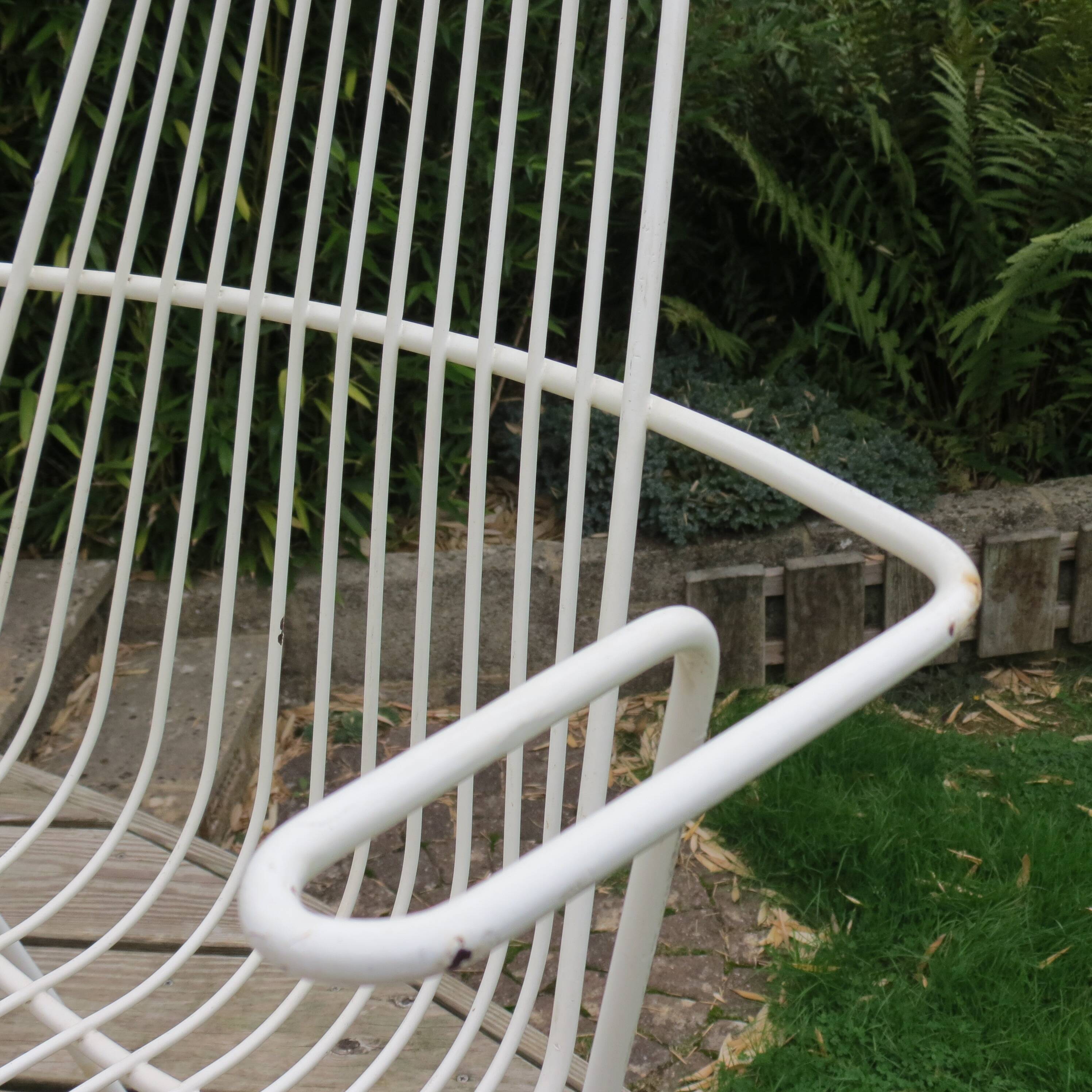 1960s Mid-century White Metal Garden Chair