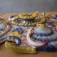 Ceiling light or rosette in enamelled ceramic from the end of the 19th century.