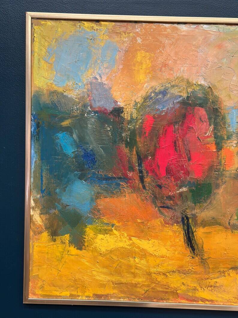 Large Original Swedish Oil on Canvas – “Composition” by Dick Wästberg (1949–1976) – Signed – 1972 – Vintage & Framed – 89×76cm (35" × 29.9")