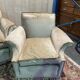 Living room sofa and pair of Napoleon III velvet armchairs