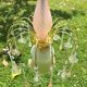 Vintage pink glass drop and flower chandelier pendant light.