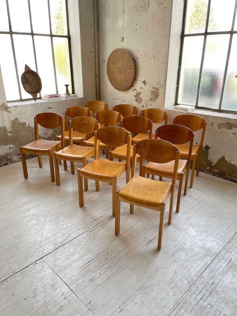 12 80s beech chairs