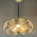 Art Deco Venetian Chandelier in Colorless Murano Glass Circa 1920