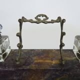 Inkwell nineteenth in marble and glass bottle