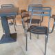 Set table and 4 armchairs bistro garden Tolix Xavier Pauchard 1950s