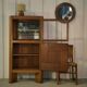Solid oak display cabinet in the style of Charles Dudouyt, 1950s