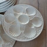 8 assiettes à huitres anciennes Longchamp