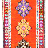 Handmade unique oriental orange runner rug 82 cm x 375 cm