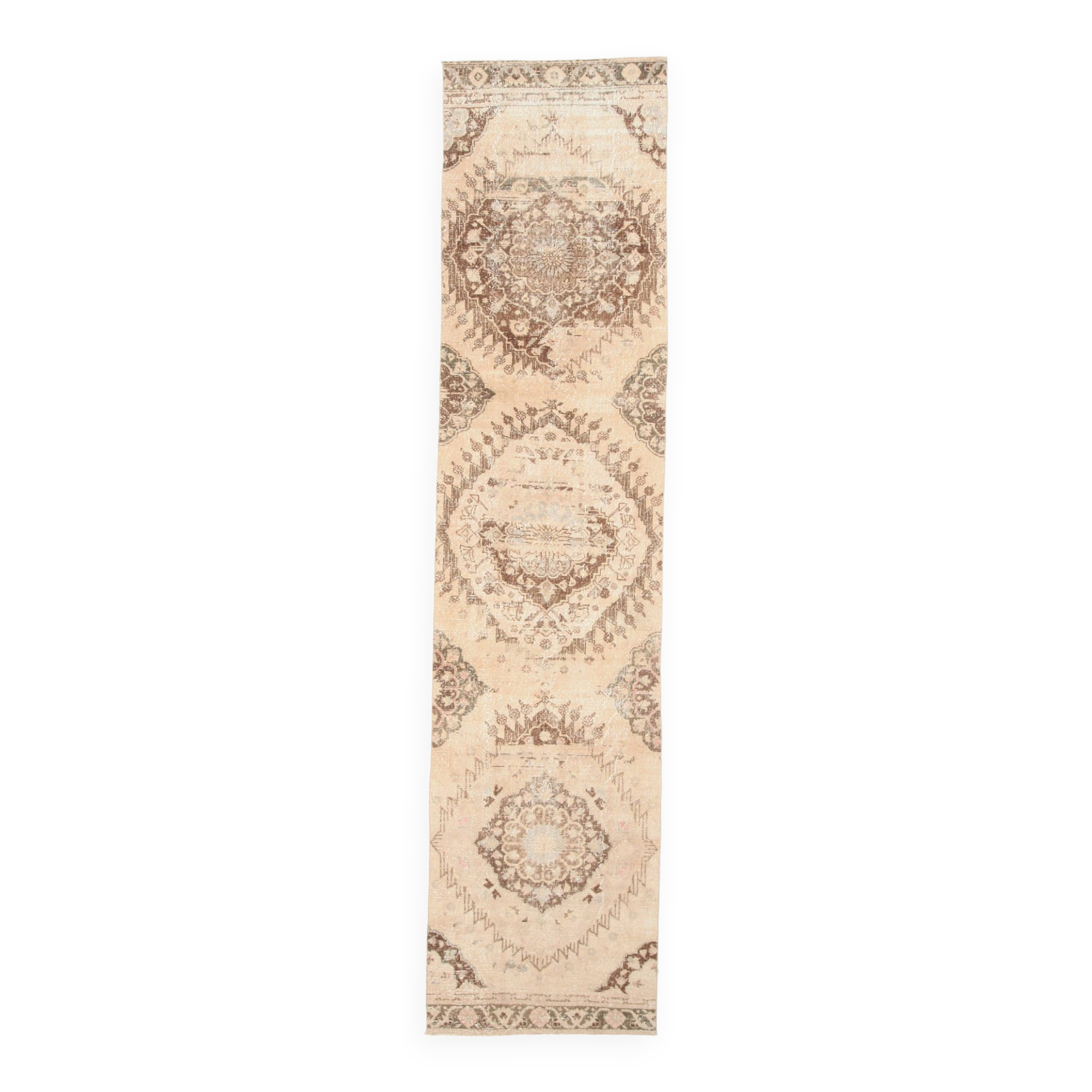 3x12 Brown & Beige Classic Persian Runner Rug, 90x379Cm